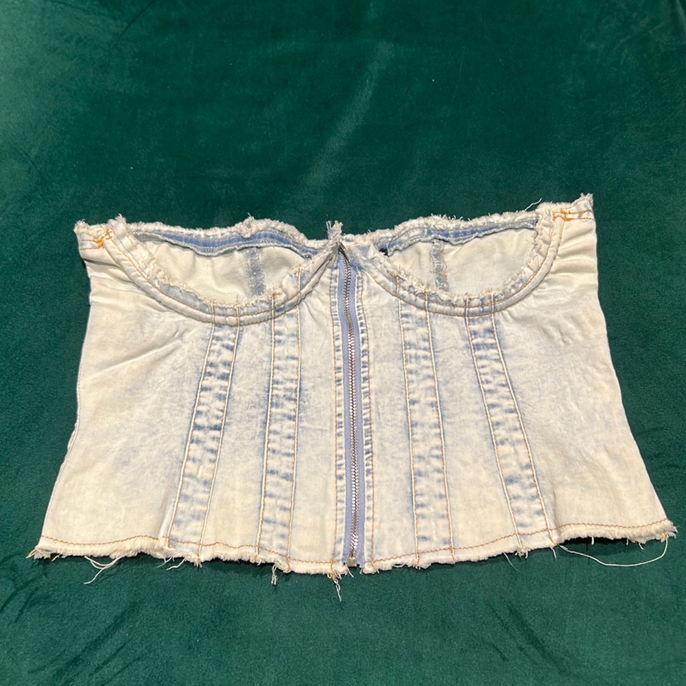 Distressed blue Jean corset